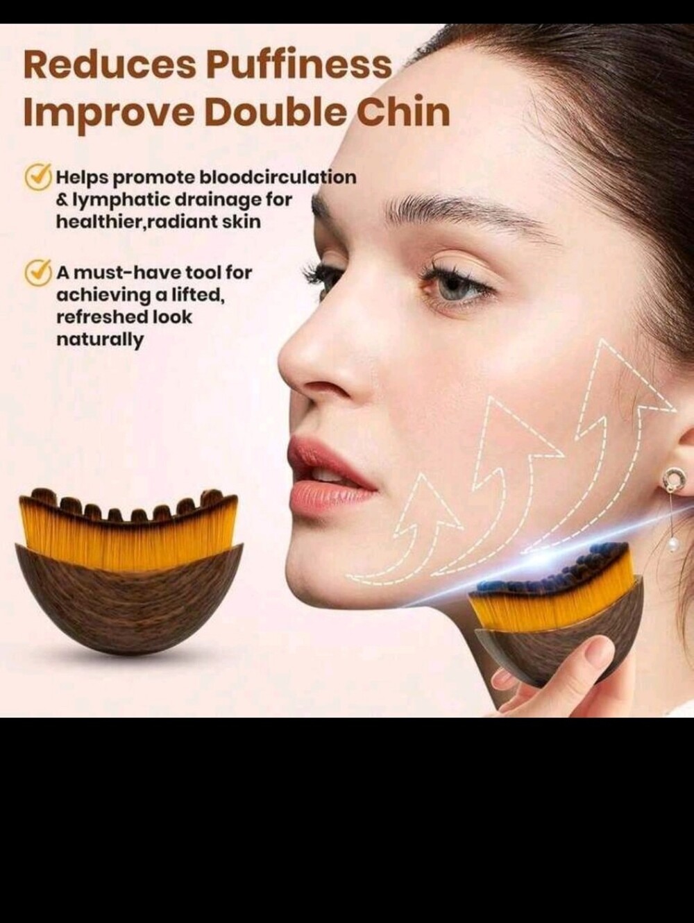 Facial Lymphatic Massage Brush - Brown & Yellow With Cover